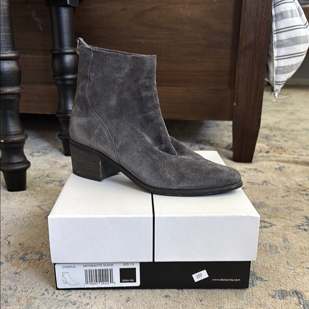 Gray Suede Women’s Ankle Boots